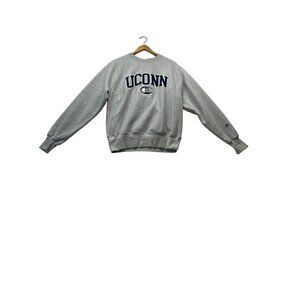 CHAMPION UCONN 100 Gray Reverse Weave College Sweatshirt Size Small